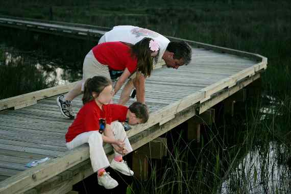 Father and Kids on Dock