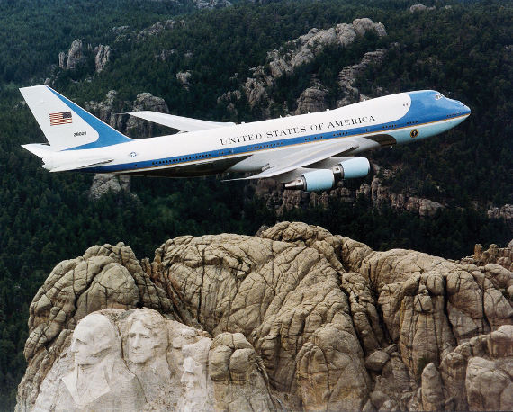 Air Force One over Mt. Rushmore