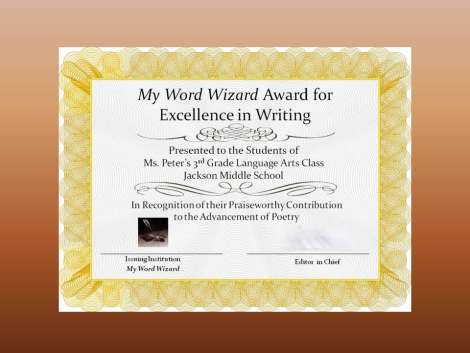 My Word Wizard Award Certificate