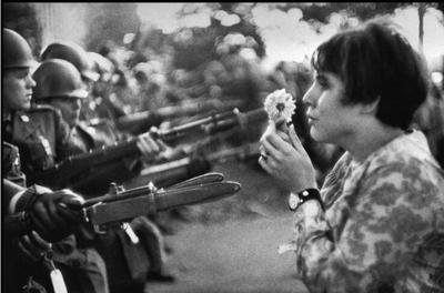 Jan Rose Kasmir confronts the National Guard in a 1967 anti-Vietnam War march